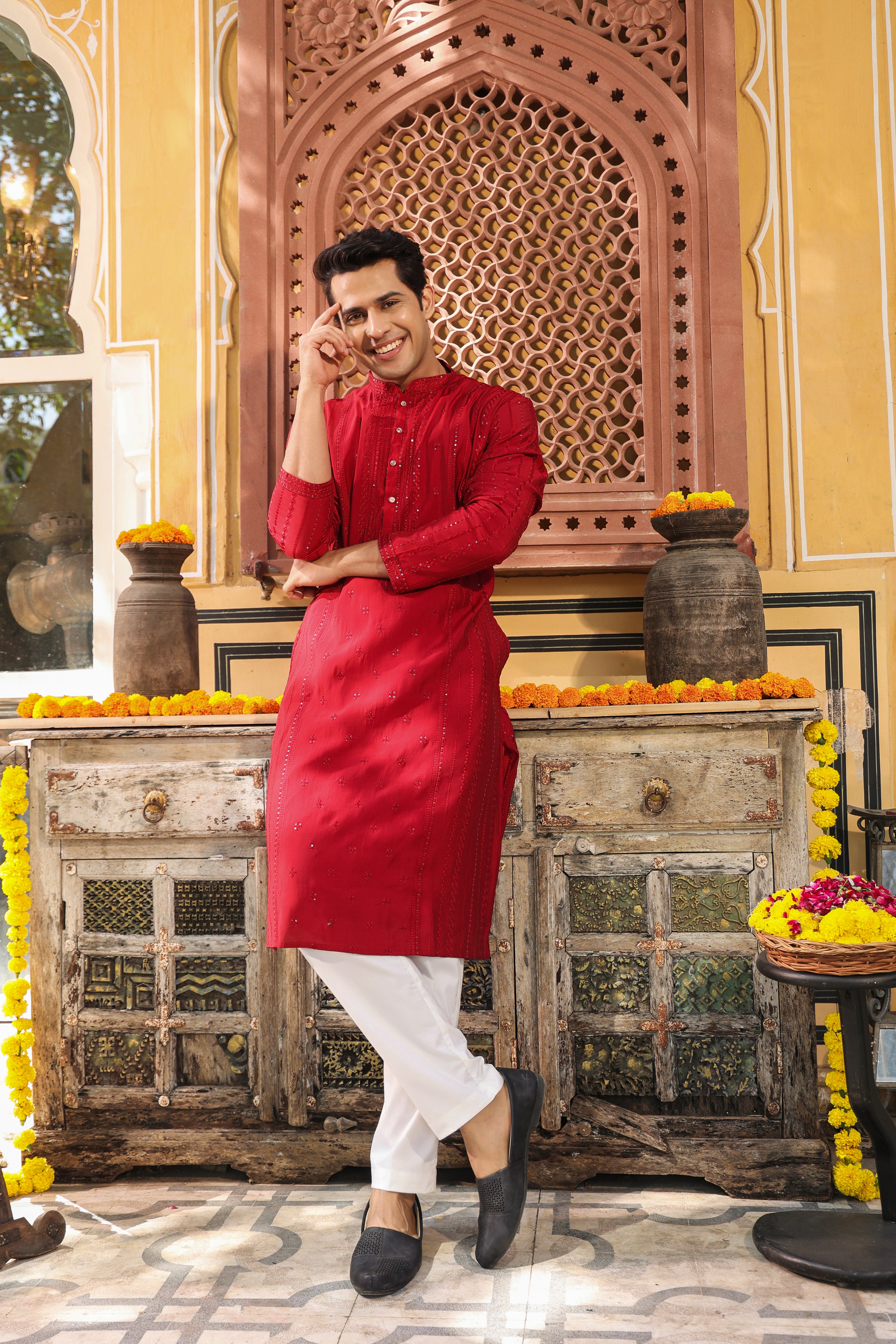 Vibrant Red Kurta